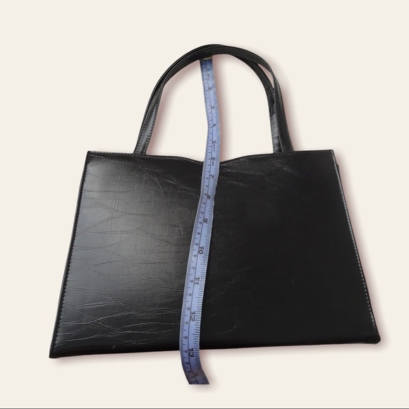 BLACK VINTAGE FAKE LEATHER HANDBAG - Picture 6 of 11